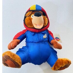 VTG‎ Nanco NASCAR Bear Plush Toy Stuffed Animal 1997 Blue Red Hooded Jumpsuit